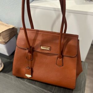 London Fog Brown Leather Satchel Timeless Design